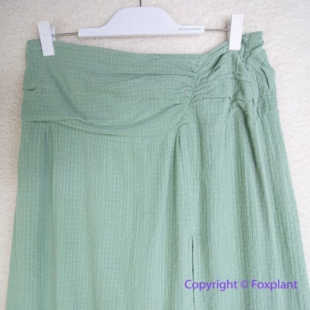 Free People - Light Green - Full Length Maxi Linen Skirt - Elastic Waist - - Picture 4 of 13
